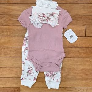 Baby Girl Matching 3 Piece Set 0-3 Months NWT